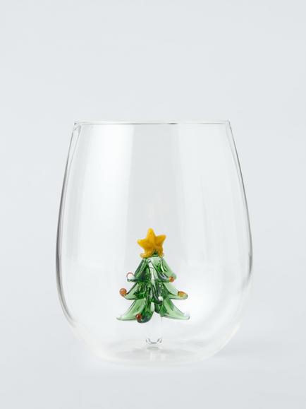 John Lewis Christmas Tree Glass Tumbler, 480ml, Clear, Clear Clear