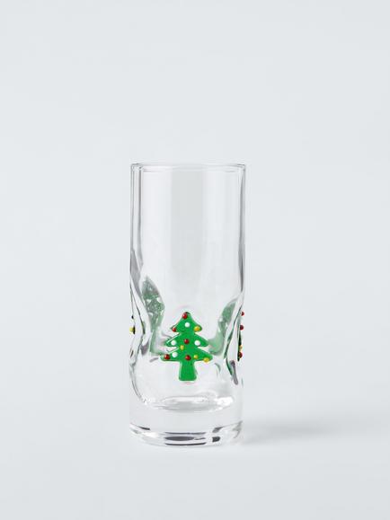 John Lewis Christmas Tree Shot Glass, 60ml, Clear, Clear Clear