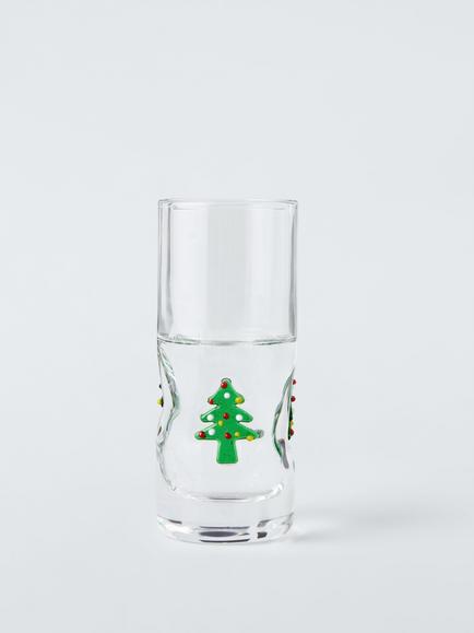 John Lewis Christmas Tree Shot Glass, 60ml, Clear - view 2, Clear Clear