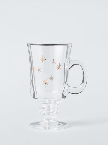 John Lewis Etched Star Mulled Wine Glass, 360ml, Gold/Clear, Clear Clear
