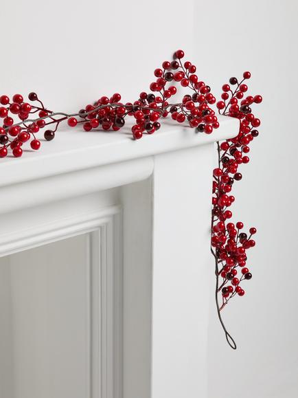 John Lewis Red Berry Garland, L180cm - view 2, Green