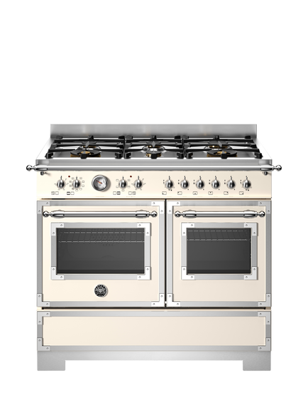 Bertazzoni Heritage Series 100cm Dual Fuel Range Cooker with Gas Hob, Ivory