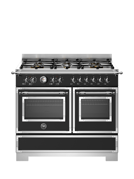 Bertazzoni Heritage Series 100cm Dual Fuel Range Cooker with Gas Hob, Black