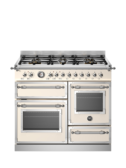 Bertazzoni Heritage Series 100cm Dual Fuel Range Cooker with Gas Hob, Ivory