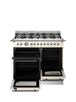 Bertazzoni Heritage Series 100cm Dual Fuel Range Cooker with Gas Hob - view 2, Ivory
