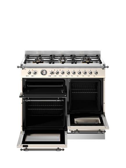 Bertazzoni Heritage Series 100cm Dual Fuel Range Cooker with Gas Hob - view 2, Ivory