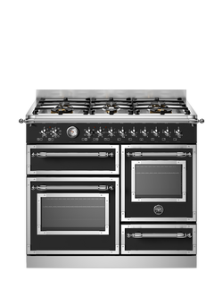 Bertazzoni Heritage Series 100cm Dual Fuel Range Cooker with Gas Hob, Matt Black