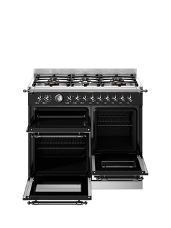 Bertazzoni Heritage Series 100cm Dual Fuel Range Cooker with Gas Hob - view 2, Matt Black