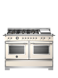 Bertazzoni Heritage Series 120cm Dual Fuel Range Cooker with Gas Hob, Ivory