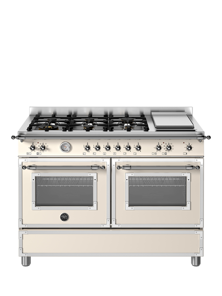 Bertazzoni Heritage Series 120cm Dual Fuel Range Cooker with Gas Hob - view 2, Ivory
