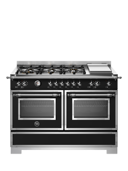 Bertazzoni Heritage Series 120cm Dual Fuel Range Cooker with Gas Hob, Matt Black