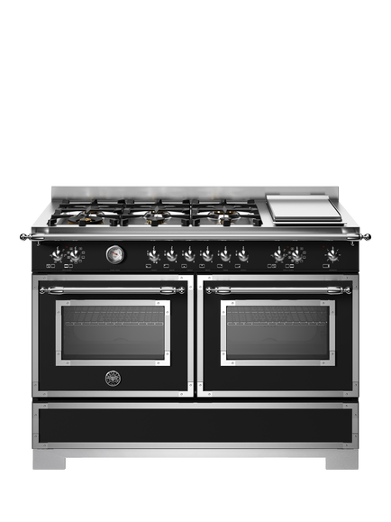 Bertazzoni Heritage Series 120cm Dual Fuel Range Cooker with Gas Hob, Matt Black