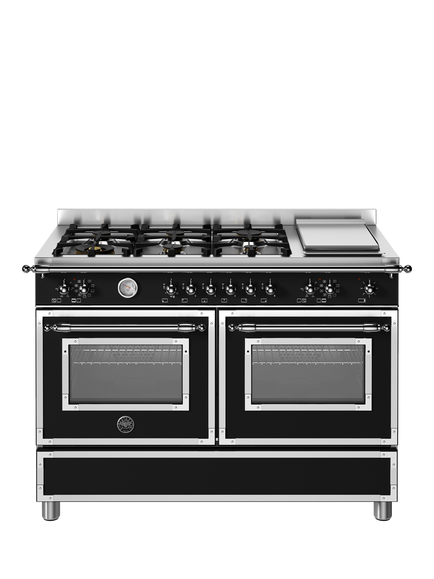 Bertazzoni Heritage Series 120cm Dual Fuel Range Cooker with Gas Hob - view 2, Matt Black