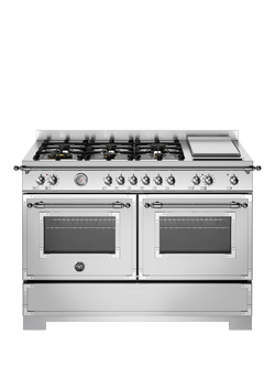 Bertazzoni Heritage Series 120cm Dual Fuel Range Cooker with Gas Hob, Stainless Steel