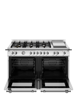 Bertazzoni Heritage Series 120cm Dual Fuel Range Cooker with Gas Hob - view 2, Stainless Steel