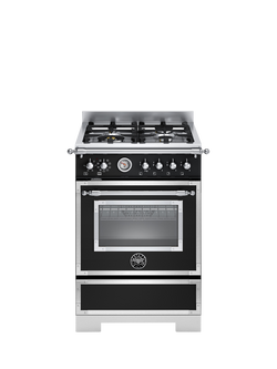 Bertazzoni Heritage Series 60cm Dual Fuel Range Cooker with Gas Hob, Black