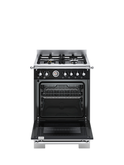 Bertazzoni Heritage Series 60cm Dual Fuel Range Cooker with Gas Hob - view 2, Black