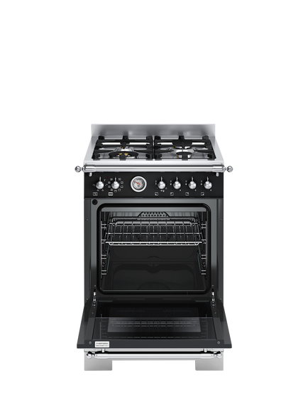 Bertazzoni Heritage Series 60cm Dual Fuel Range Cooker with Gas Hob - view 2, Black