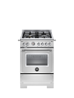 Bertazzoni Heritage Series 60cm Dual Fuel Range Cooker with Gas Hob, Stainless Steel