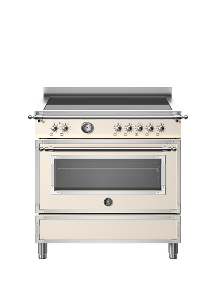 Bertazzoni Heritage Series 90cm Electric Range Cooker with Induction Hob - view 2, Ivory