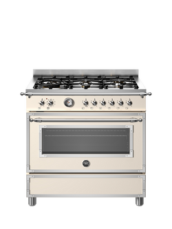 Bertazzoni Heritage Series HER96L1EAVT2 90cm Dual Fuel Range Cooker with Gas Hob, Ivory - view 2, Ivory