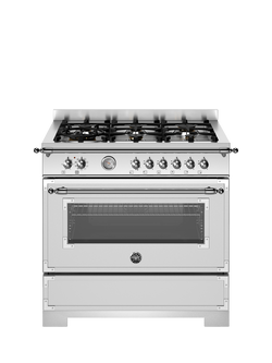 Bertazzoni Heritage Series HER96L1EXT2 90cm Dual Fuel Range Cooker with Gas Hob, Stainless Steel, Stainless Steel