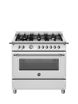 Bertazzoni Heritage Series HER96L1EXT2 90cm Dual Fuel Range Cooker with Gas Hob, Stainless Steel - view 2, Stainless Steel