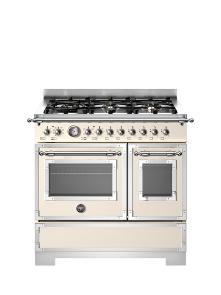 Bertazzoni Heritage Series 90cm Dual Fuel Range Cooker with Gas Hob, Ivory