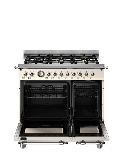 Bertazzoni Heritage Series 90cm Dual Fuel Range Cooker with Gas Hob - view 2, Ivory