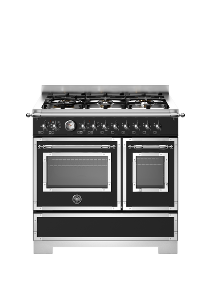 Bertazzoni Heritage Series 90cm Dual Fuel Range Cooker with Gas Hob, Matt Black