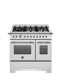 Bertazzoni Heritage Series 90cm Dual Fuel Range Cooker with Gas Hob, Stainless Steel