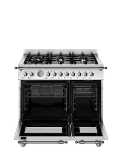 Bertazzoni Heritage Series 90cm Dual Fuel Range Cooker with Gas Hob - view 2, Stainless Steel