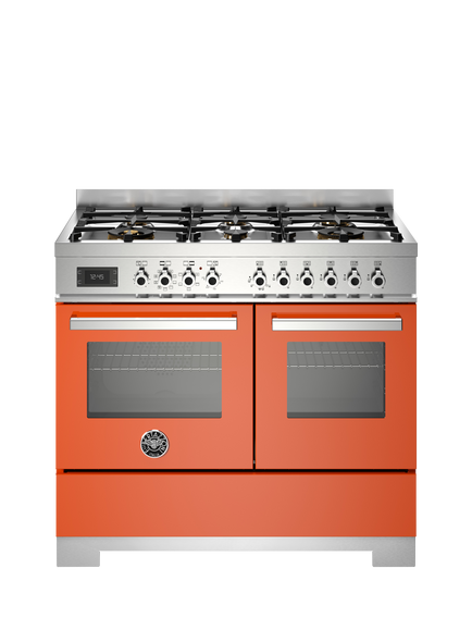 Bertazzoni Professional Series 100cm Dual Fuel Range Cooker with Gas Hob, Orange