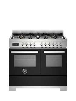 Bertazzoni Professional Series 100cm Dual Fuel Range Cooker with Gas Hob, Black