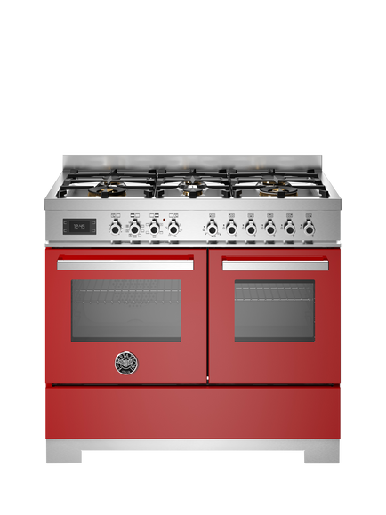 Bertazzoni Professional Series 100cm Dual Fuel Range Cooker with Gas Hob, Red