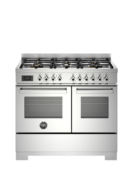 Bertazzoni Professional Series 100cm Dual Fuel Range Cooker with Gas Hob, Stainless Steel