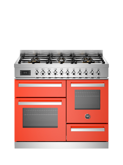 Bertazzoni Professional Series 100cm Dual Fuel Range Cooker with Gas Hob, Orange