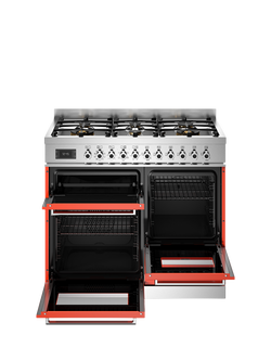 Bertazzoni Professional Series 100cm Dual Fuel Range Cooker with Gas Hob - view 2, Orange