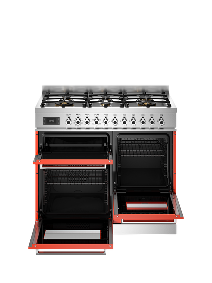 Bertazzoni Professional Series 100cm Dual Fuel Range Cooker with Gas Hob - view 2, Orange