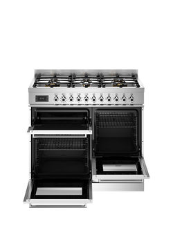 Bertazzoni Professional Series 100cm Dual Fuel Range Cooker with Gas Hob - view 2, White