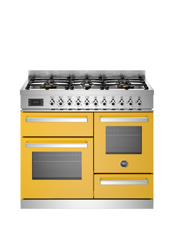 Bertazzoni Professional Series 100cm Dual Fuel Range Cooker with Gas Hob, Yellow