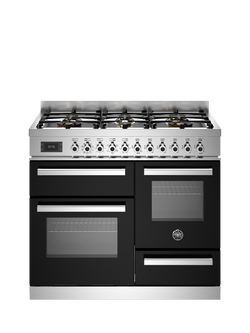 Bertazzoni Professional Series 100cm Dual Fuel Range Cooker with Gas Hob, Black