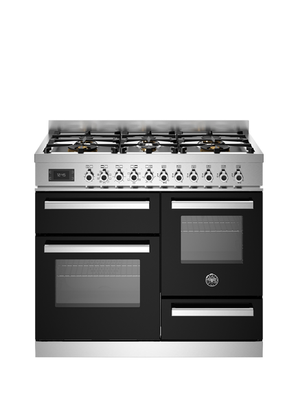 Bertazzoni Professional Series 100cm Dual Fuel Range Cooker with Gas Hob, Black