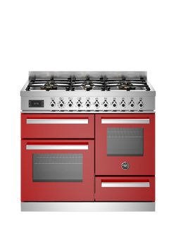 Bertazzoni Professional Series 100cm Dual Fuel Range Cooker with Gas Hob, Red