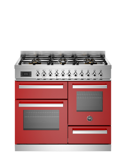 Bertazzoni Professional Series 100cm Dual Fuel Range Cooker with Gas Hob, Red
