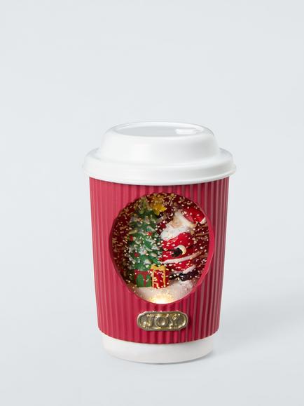 John Lewis Santa Coffee Cup Light-Up Snowglobe, Multi - view 2, Multi