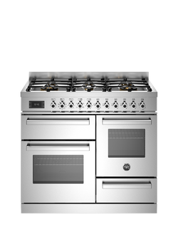 Bertazzoni Professional Series 100cm Dual Fuel Range Cooker with Gas Hob, Stainless Steel