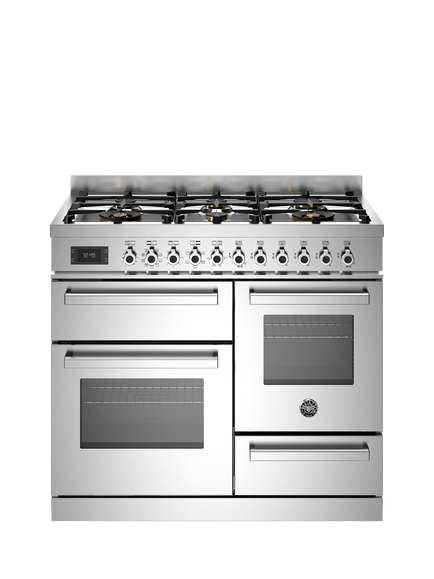 Bertazzoni Professional Series 100cm Dual Fuel Range Cooker with Gas Hob, Stainless Steel