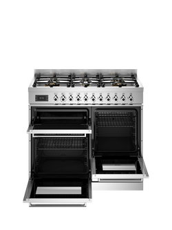 Bertazzoni Professional Series 100cm Dual Fuel Range Cooker with Gas Hob - view 2, Stainless Steel