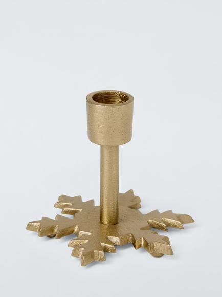 John Lewis Snowflake Candle Holder, Gold, White